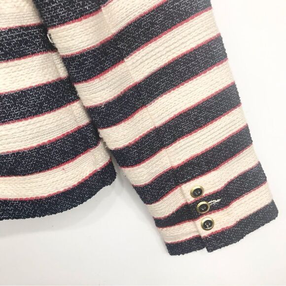 Cabi 5094 Navy Red Cream Nautical Stripe Double Breasted Cruise Blazer Jacket - Picture 13 of 16